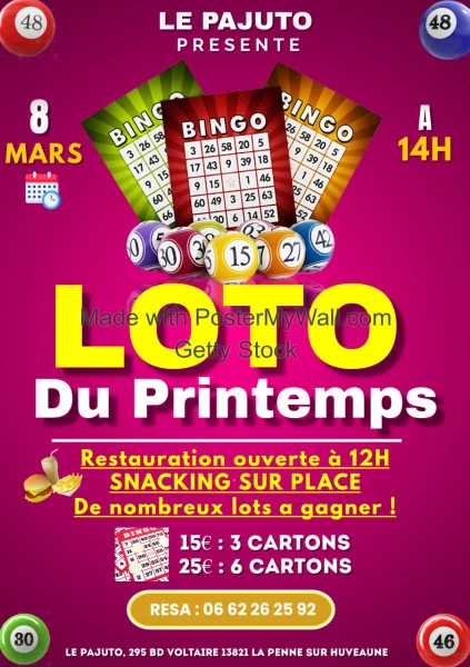 Bingo night editable poster flyer  template - Fait avec PosterMyWall