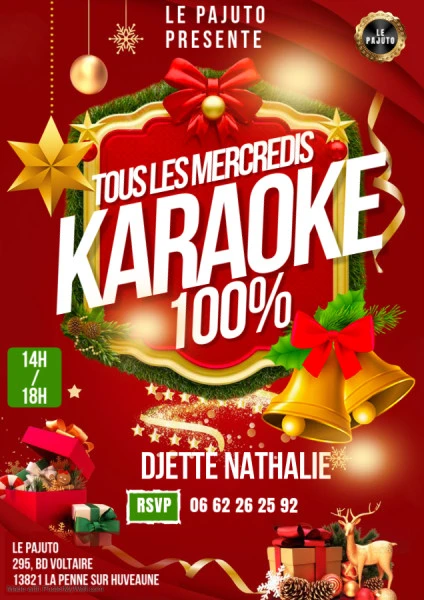 Black 3d Christmas Karaoke Party Flyer A4 - Fait avec PosterMyWall