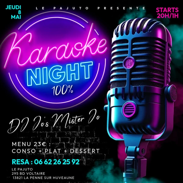 Neon 3d Karaoke Mic Night Party Flyer Thursday Club Bar Event Invitation  Instagram Post - Fait avec PosterMyWall