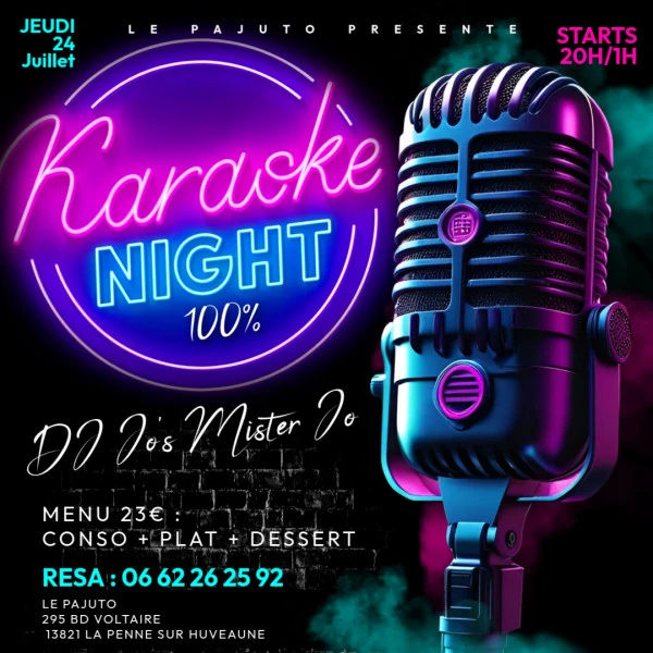 Neon 3d Karaoke Mic Night Party Flyer Thursday Club Bar Event Invitation  Instagram Post - Fait avec PosterMyWall