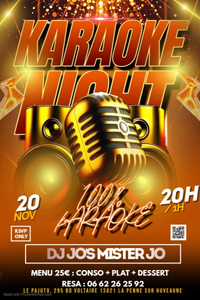 Orange Karaoke Night Party Flyer Poster - Fait avec PosterMyWall