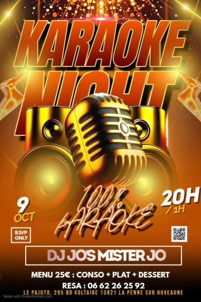 Orange Karaoke Night Party Flyer Poster - Fait avec PosterMyWall