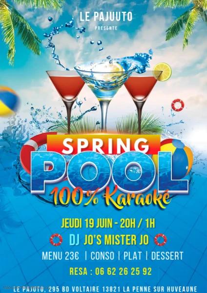 Spring Pool Party Flyer - Fait avec PosterMyWall  JEUDI